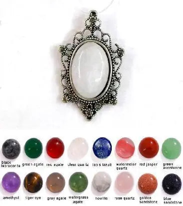 Handmade Natural Stone Gemstone Pendant with Copper & Silver, Stone Size 13*18mm, No. 117 ABC Rugs Kilims